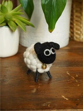 Felt Mini Bobbly Sheep - Multicoloured, White Lamb, Herdwick Sheep - 100% Wool